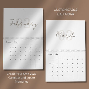 Calendario 2026 Moderno Simple y Elegante