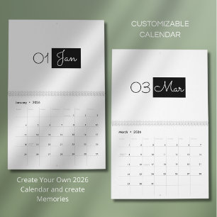Calendario 2026 Moderno Simple y Elegante