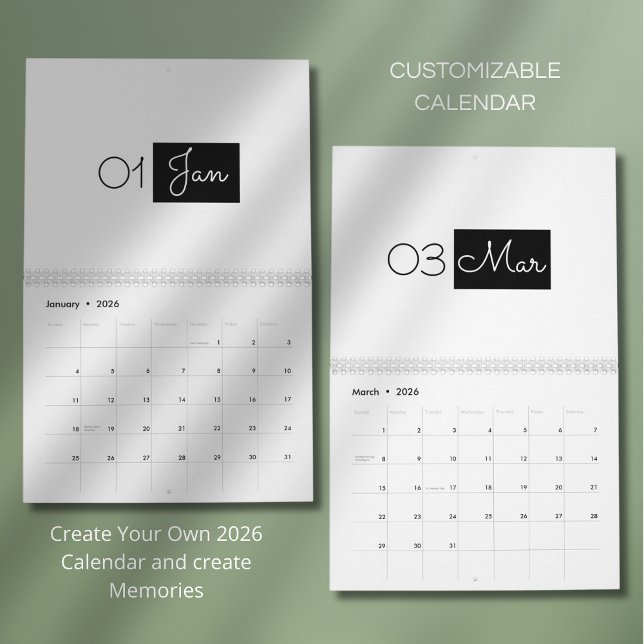 Calendario 2026 Moderno Simple y Elegante (Subido por el creador)