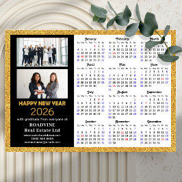 Calendario 2026 Oro Negra Negocio 2 Foto Magnética