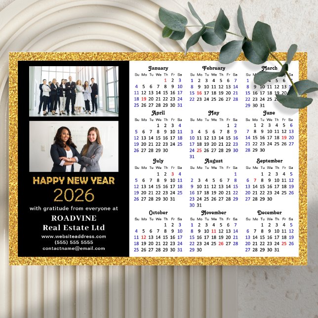 Calendario 2026 Oro Negra Negocio 2 Foto Magnética (Subido por el creador)