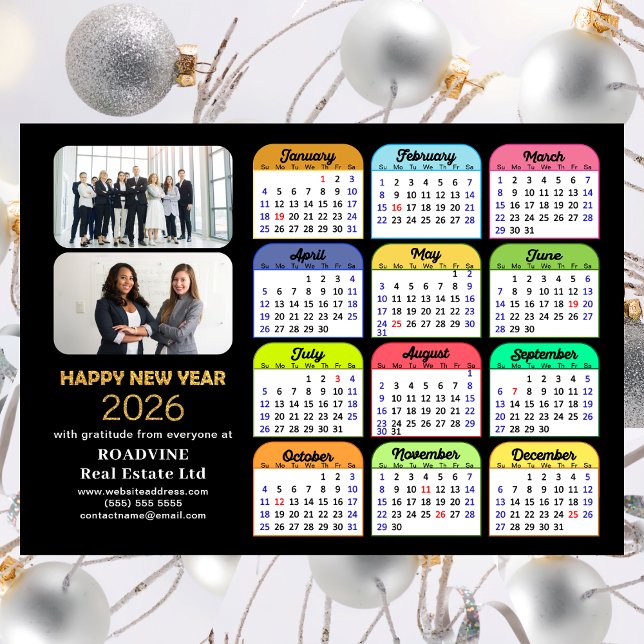 Calendario 2026 Oro Negra Negocio 2 Foto Magnética (Subido por el creador)