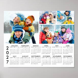 Calendario 2026 para Collage de 4 Fotos Póster Per
