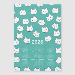 Calendario 2026 Patrón de rostros de gatos lindos