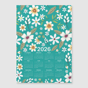 Calendario 2026 Patrón floral blanco