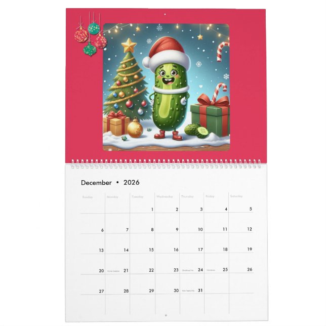Calendario 2026 Pickle Character Themed  (Dec 2026)