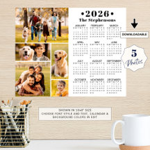 Calendario 2026 Póster Personalizado de 5 Fotos en