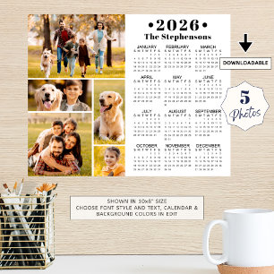Calendario 2026 Póster Personalizado de 5 Fotos en