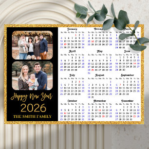 Calendario 2026 Purpurina de oro moderno 2 foto ma