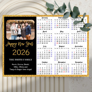 Calendario 2026 Purpurina de oro moderno magnético