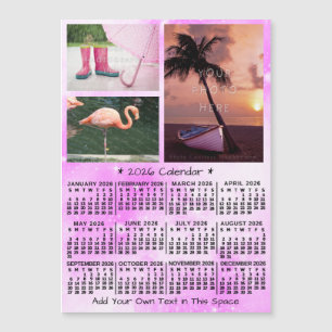 Calendario 2026 Rosa Acuarela Fotos Personalizadas