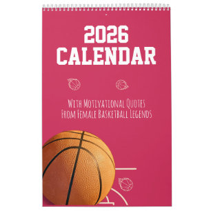 Calendario 2026 Rosa Baloncesto Para Chica Adolesc