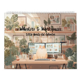 Calendario 2026 Scandinavian Office Cats Wall Calendar