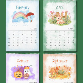 Calendario 2026 Seasons Watercolor Calendar