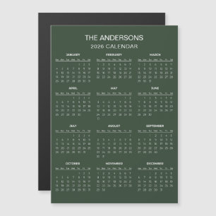 Calendario 2026 Simple pero Elegante Imán