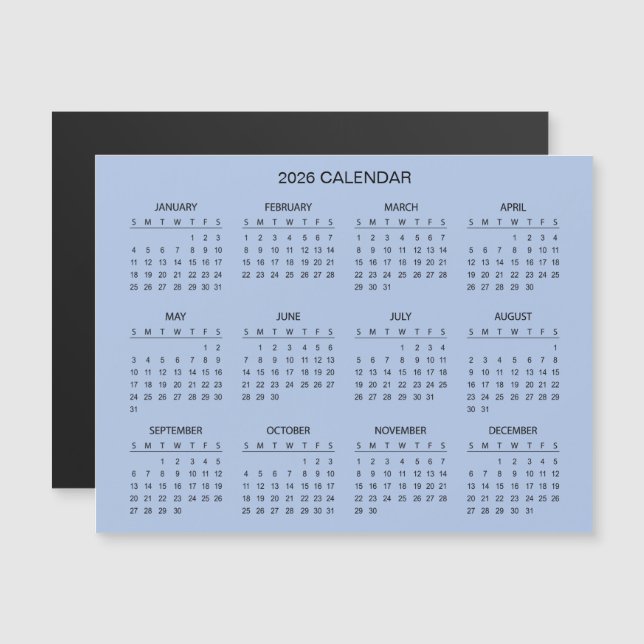 Calendario 2026 Simple pero Elegante | Imán (Anverso/Reverso)