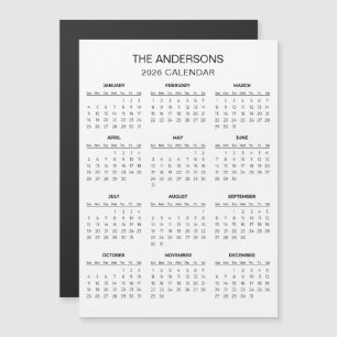 Calendario 2026 Simple pero Elegante Imán