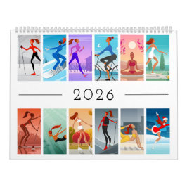 Calendario 2026 Sport Fitness Young Woman Girl Colorful
