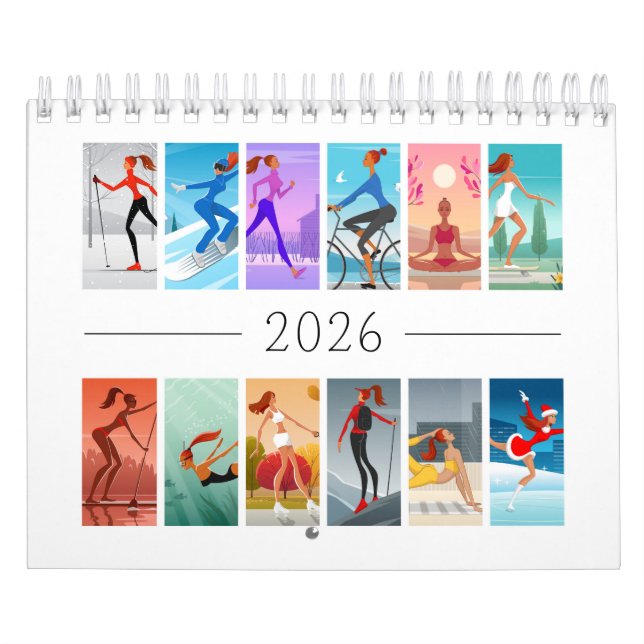 Calendario 2026 Sport Fitness Young Woman Girl Colorful (Tapa)