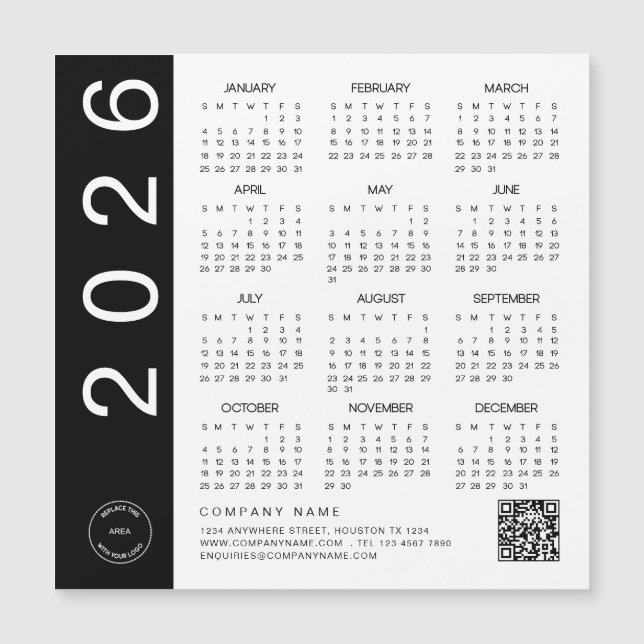 Calendario 2026 Texto negro logotipo de la Compañí (Anverso)