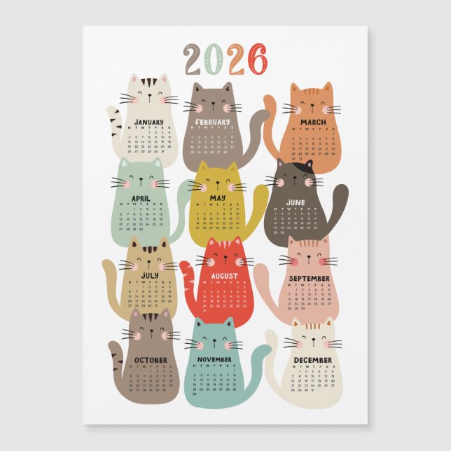 Calendario 2026 Tones terrestres gatos (Anverso)