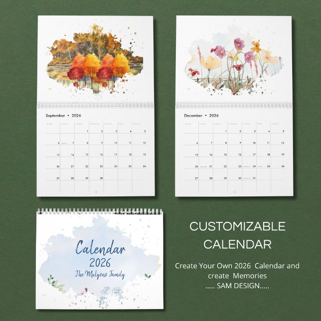 Calendario 2026 Watercolor Landscape Calendar | Scenic Nature (Subido por el creador)