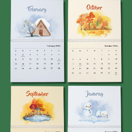Calendario 2026 Watercolor Seasons Calendar
