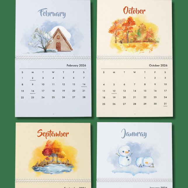 Calendario 2026 Watercolor Seasons Calendar (Subido por el creador)