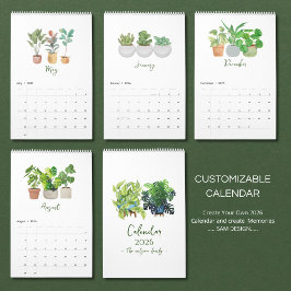 Calendario 2026 Watercolor Succulent & Leaf Calendar | Botani