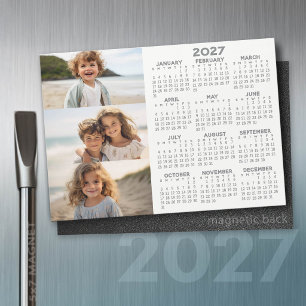Calendario 2027 - 3 Fotos - Imán Blanco Basic Grey