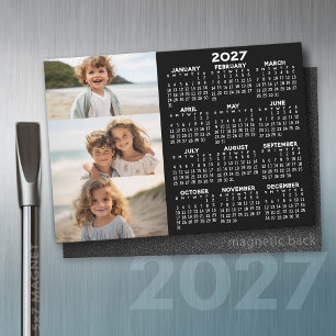 Calendario 2027 - 3 Fotos - Imán Negro Básico