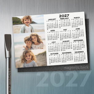 Calendario 2027 - 3 Fotos Imán Negro Blanco Básico