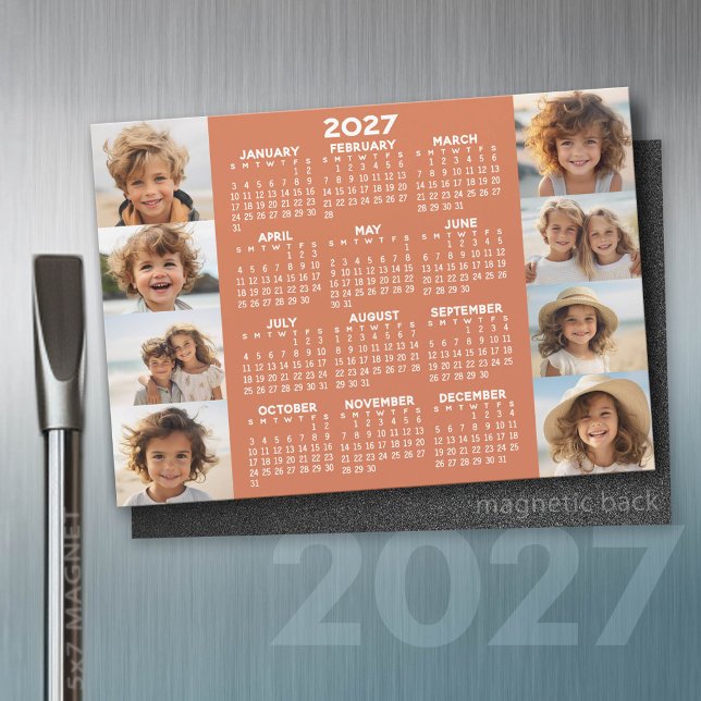 Calendario 2027 - 8 Fotos Imán de Terra Cotta Blan (2027 Calendar)