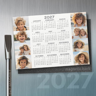 Calendario 2027 - 8 Fotos - Imán Gris Básico Blanc