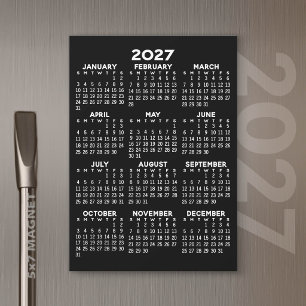 Calendario 2027 Básico Tarjeta Magnética Negra
