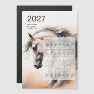Calendario 2027 Caballo Ecuestre Arte Tarjeta Magn