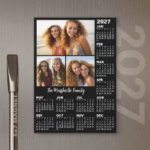Calendario 2027 con 3 Fotos - Año Magnético 5x7