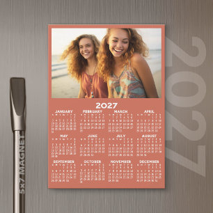 Calendario 2027 con Foto Vista Anual Imán Moderno