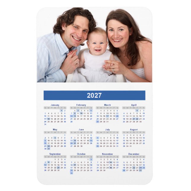 Calendario 2027 con imán de foto personalizada (Vertical)