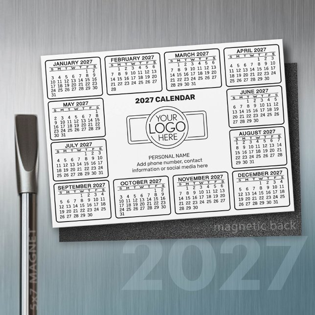 Calendario 2027 con logotipo Información de contac (2027 Calendar)