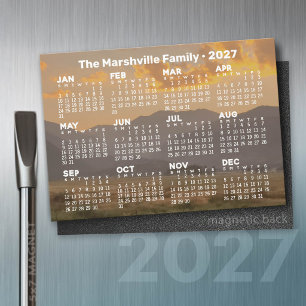 Calendario 2027 con Montañas - Tarjeta Magnética