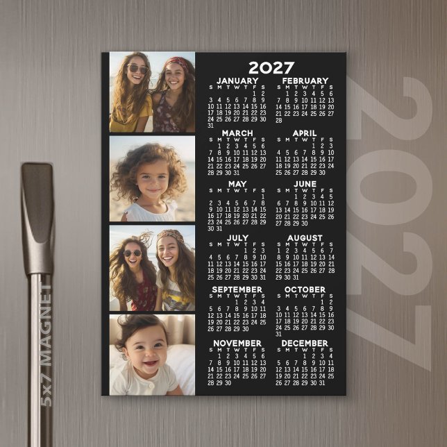 Calendario 2027 con Tarjeta Magnética de Collage d (2027 Calendar Magnet)