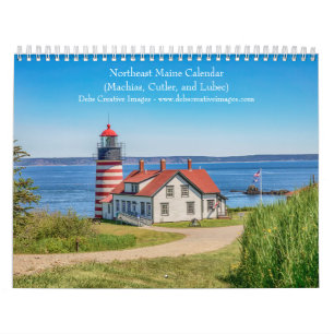Calendario 2027 Costa noreste de Maine, faros y aves marinas
