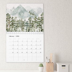 Calendario 2027 de Bosque y Flor de Acuarela