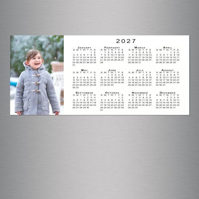 Calendario 2027 de tu foto Imán blanco (Your Photo 2027 Calendar White Magnet in situ)