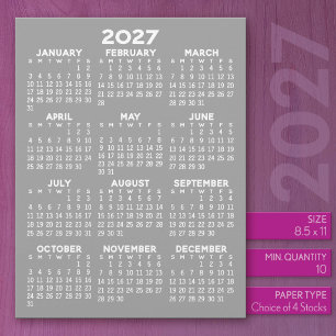 Calendario 2027 en papel tamaño carta con membrete
