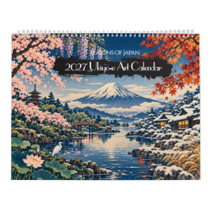 Calendario 2027 Estaciones de Japón Arte Ukiyo-e 12 Vistas
