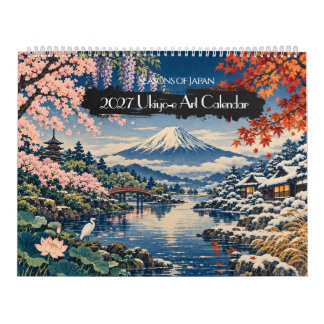 Calendario 2027 Estaciones de Japón Arte Ukiyo-e | 12 Vistas