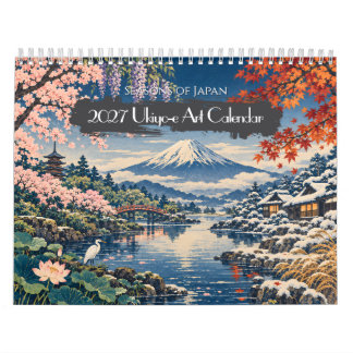 Calendario 2027 Estaciones de Japón Arte Ukiyo-e | 12 Vistas