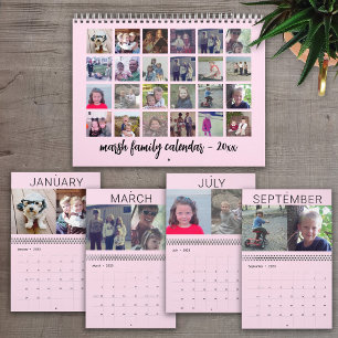 Calendario 2027 - Familia Moderna Foto Personalizada - Rosa C